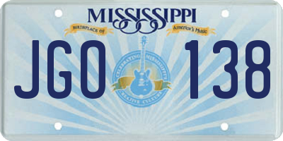 MS license plate JGO138
