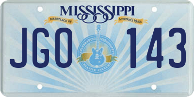 MS license plate JGO143