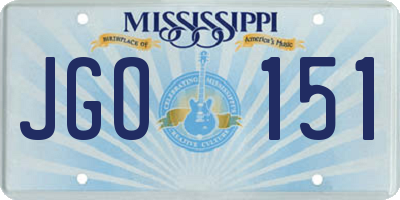 MS license plate JGO151