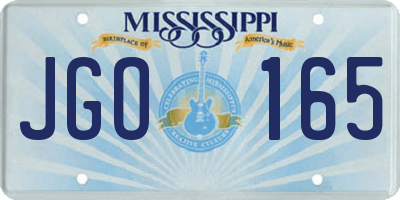 MS license plate JGO165