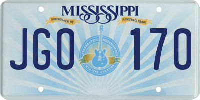 MS license plate JGO170