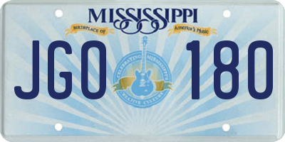 MS license plate JGO180