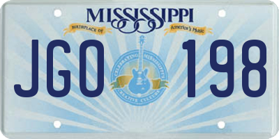 MS license plate JGO198
