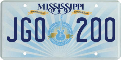 MS license plate JGO200