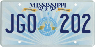 MS license plate JGO202