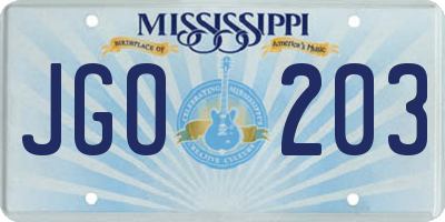 MS license plate JGO203
