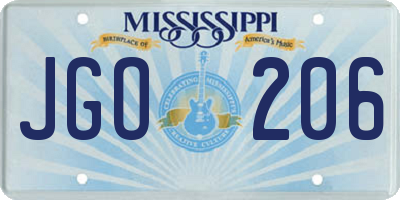 MS license plate JGO206