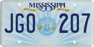 MS license plate JGO207