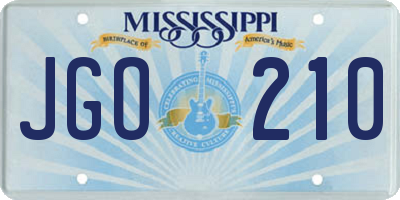 MS license plate JGO210