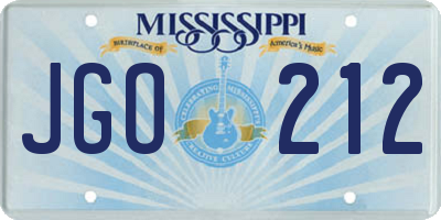 MS license plate JGO212