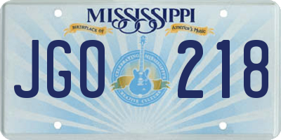 MS license plate JGO218