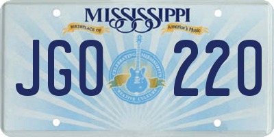 MS license plate JGO220