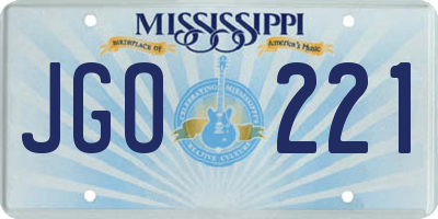 MS license plate JGO221