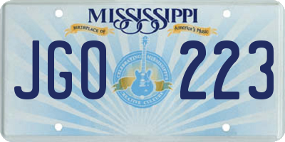 MS license plate JGO223