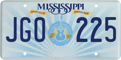 MS license plate JGO225