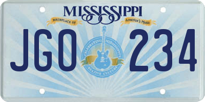 MS license plate JGO234