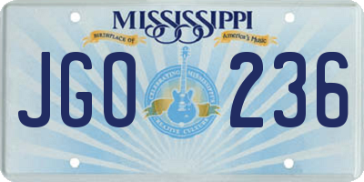 MS license plate JGO236