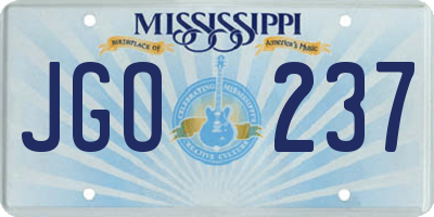 MS license plate JGO237