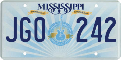 MS license plate JGO242