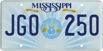 MS license plate JGO250