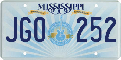 MS license plate JGO252