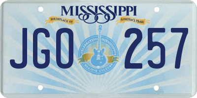 MS license plate JGO257