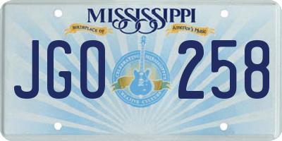 MS license plate JGO258