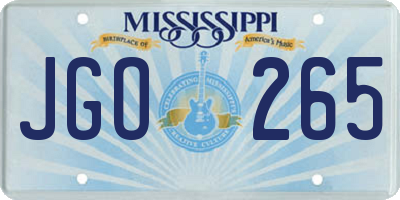 MS license plate JGO265
