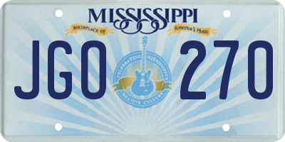 MS license plate JGO270