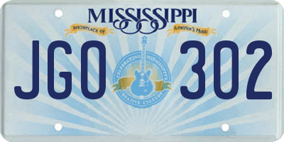 MS license plate JGO302