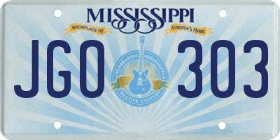 MS license plate JGO303