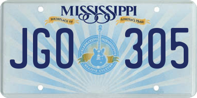 MS license plate JGO305
