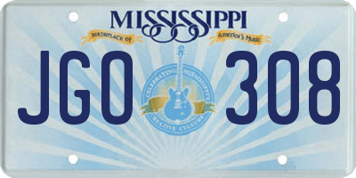 MS license plate JGO308