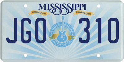 MS license plate JGO310