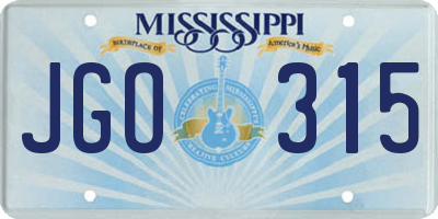 MS license plate JGO315