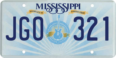 MS license plate JGO321