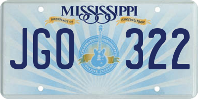 MS license plate JGO322