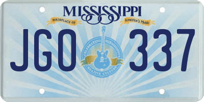 MS license plate JGO337