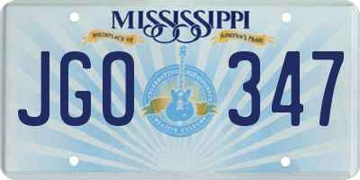 MS license plate JGO347