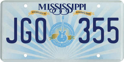 MS license plate JGO355