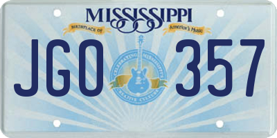 MS license plate JGO357