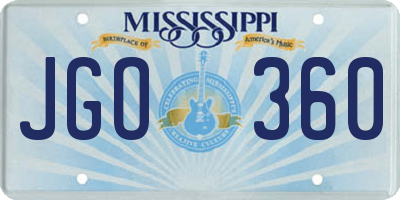 MS license plate JGO360