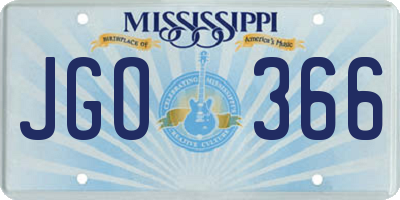 MS license plate JGO366