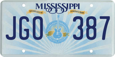 MS license plate JGO387