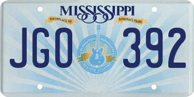 MS license plate JGO392