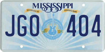 MS license plate JGO404