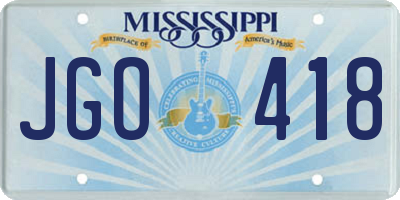 MS license plate JGO418
