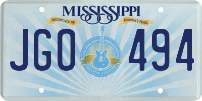 MS license plate JGO494