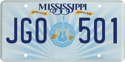 MS license plate JGO501