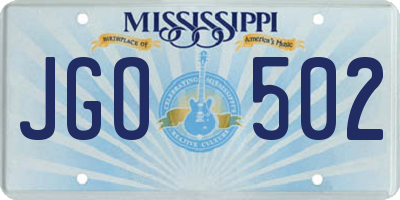 MS license plate JGO502